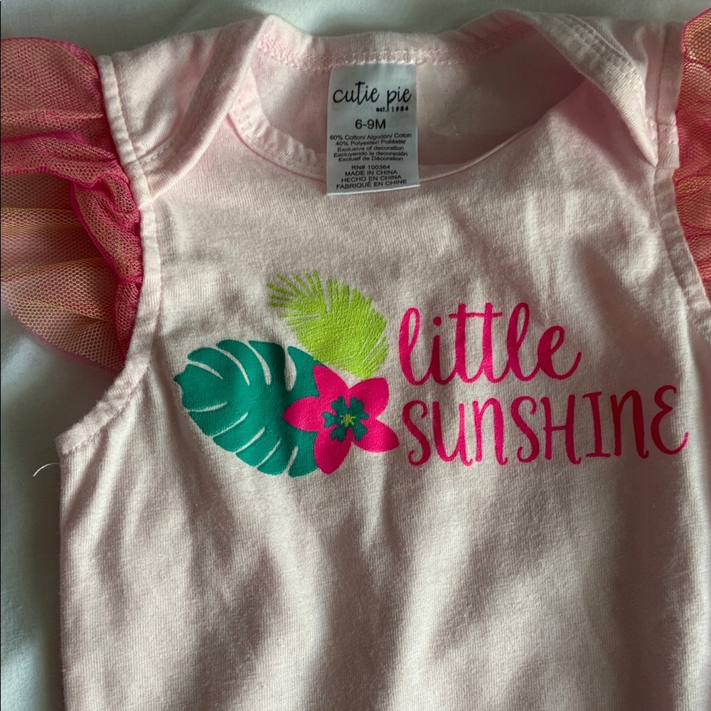 child of mine Pink "Little Sunshine" Tropical Graphic onesie